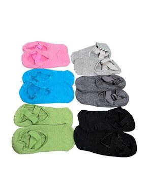 NEW | 6-Pack Non-Slip Ballet-Style Yoga Pilates Grip Socks with Straps | 6-9